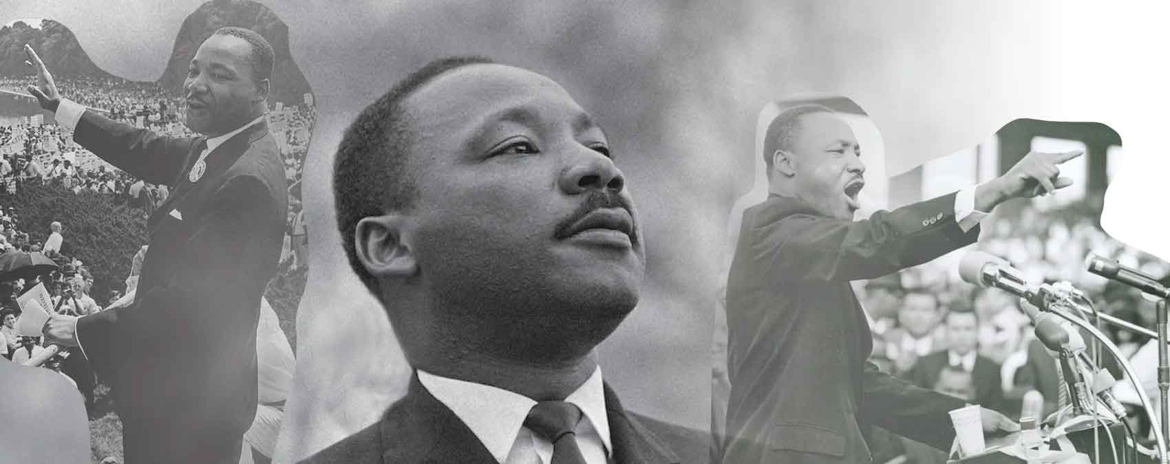 
		A collage of MLK speaking.		
